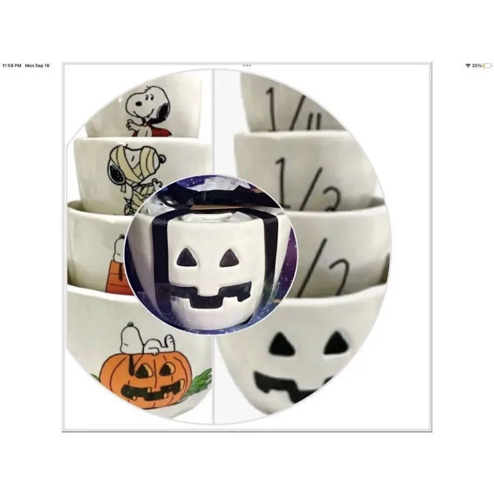 Rae Dunn Halloween Great Pumpkin Peanuts Snoopy Dry Measuring‎ Cups 2023 NEW